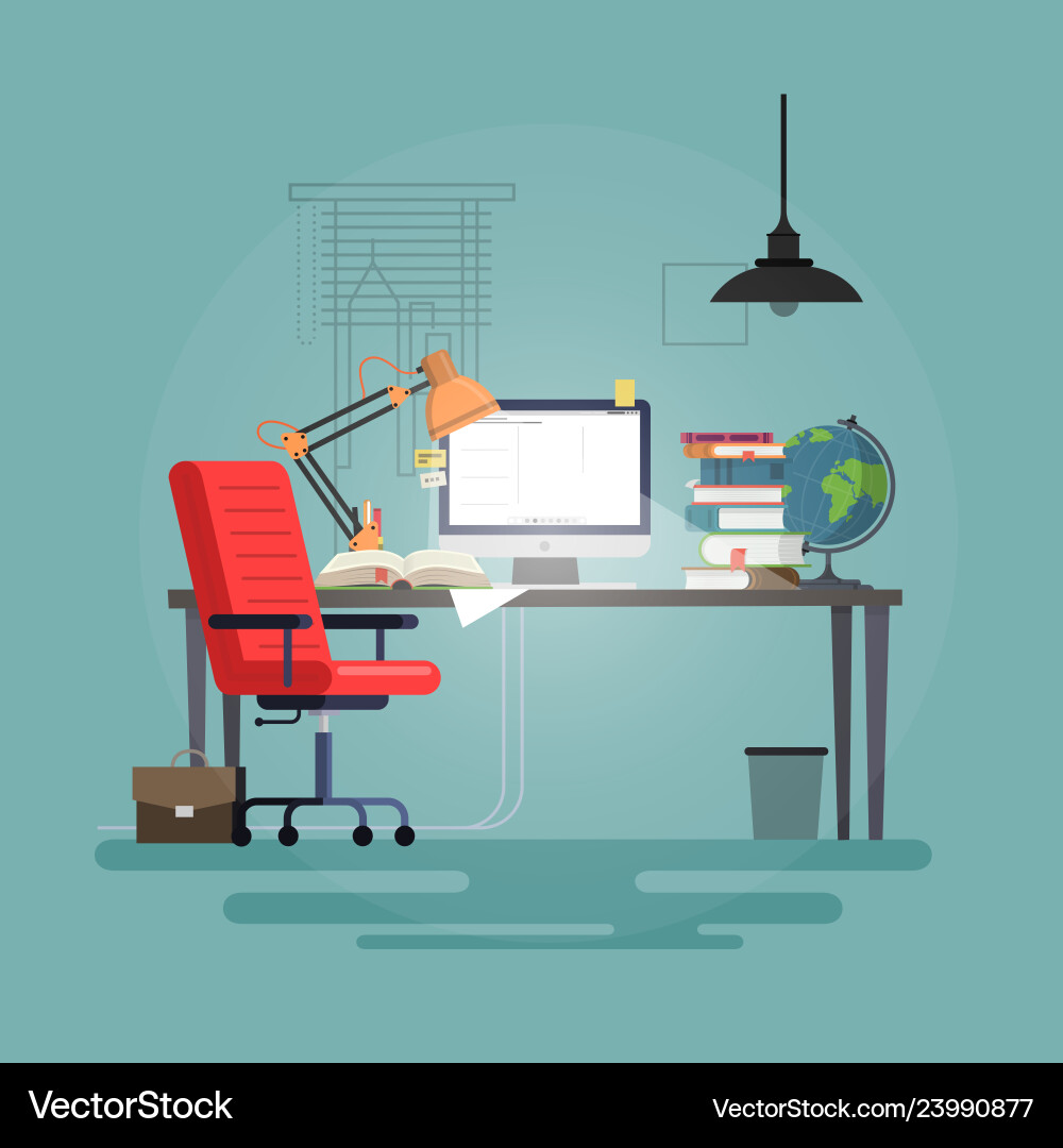 Concept of workplace with computer Concept of workplace with computer vector image