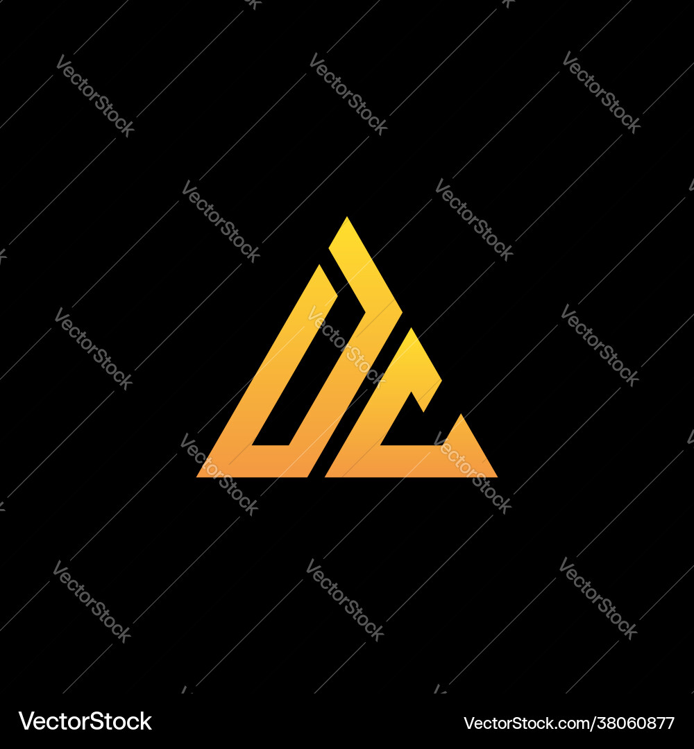 D c monogram initial logo with a yellow triangle D c monogram initial logo with a yellow triangle Vector Image