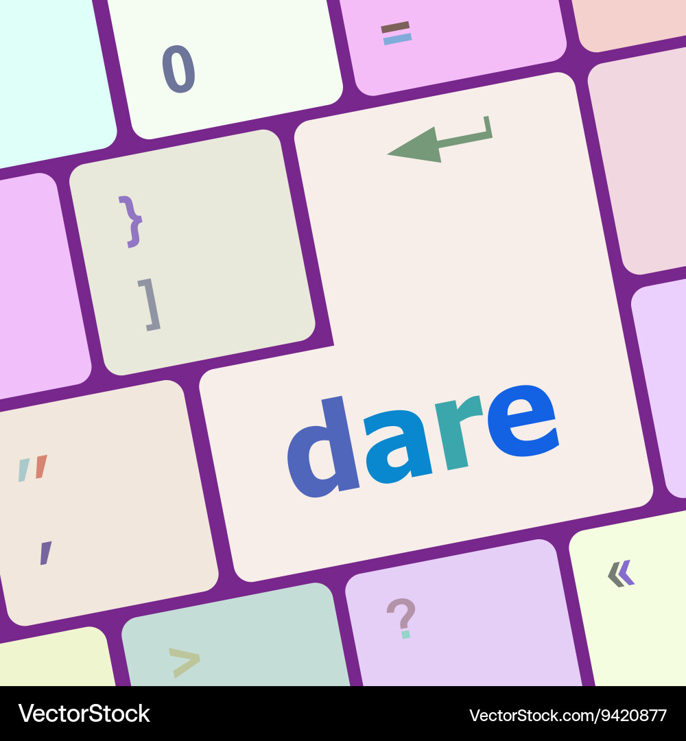 Dare word on computer keyboard key vector image