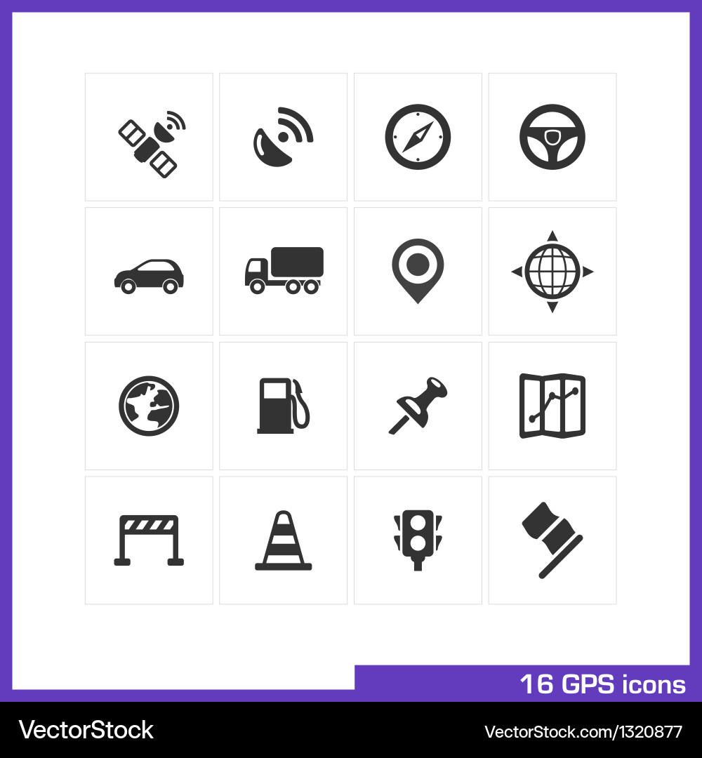 GPS Icon Set - Navigation & Location vector image