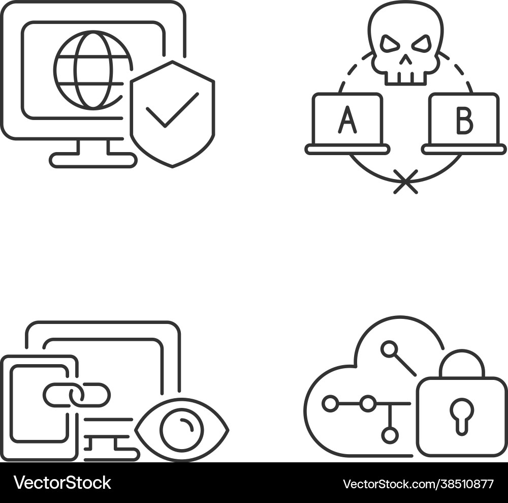 Internet privacy linear icons set Internet privacy linear icons set vector image