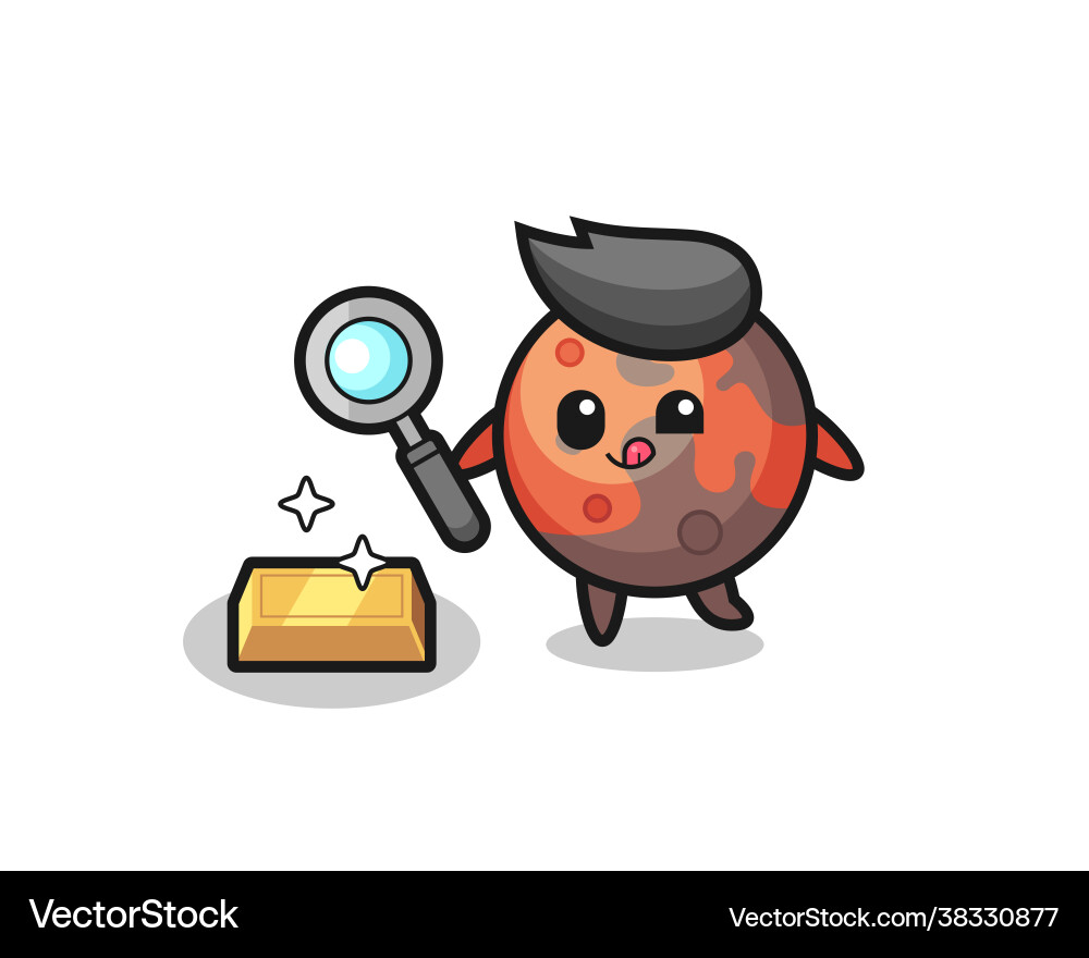 Mars character is checking authenticity Mars character is checking authenticity vector image