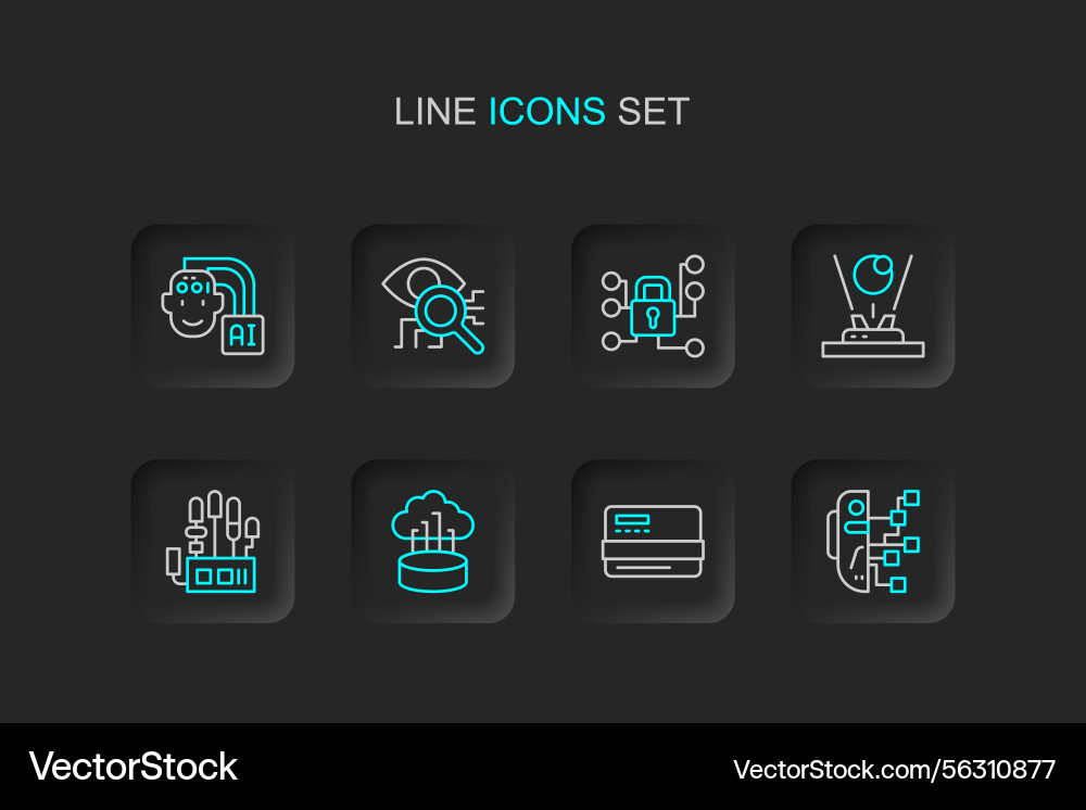 Robot Network Security Icons vector image