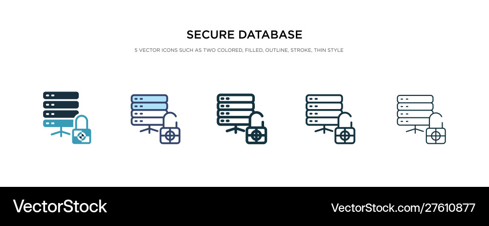 Secure database icon in different style two Secure database icon in different style two vector image
