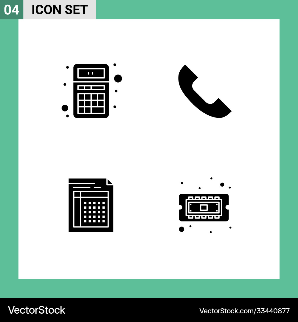 Set 4 solid glyphs on grid for add audit vector image
