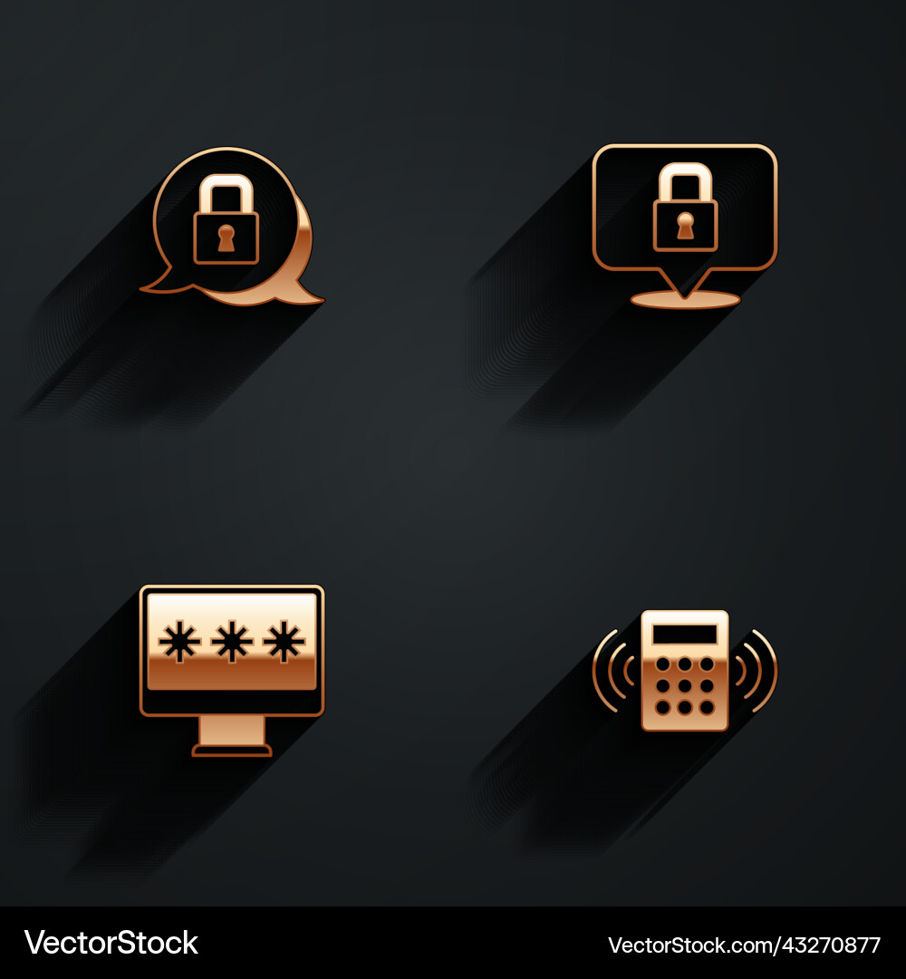 Set lock monitor with password and security Set lock monitor with password and security vector image
