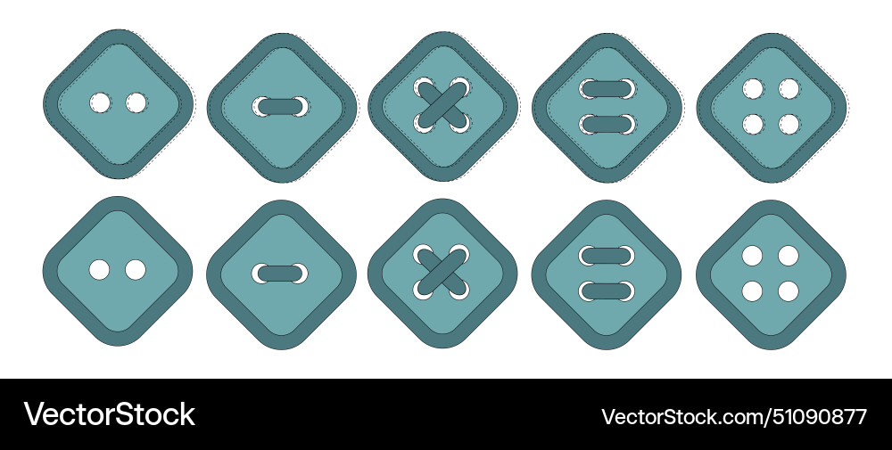 Set of blue diamond buttons button with two vector image