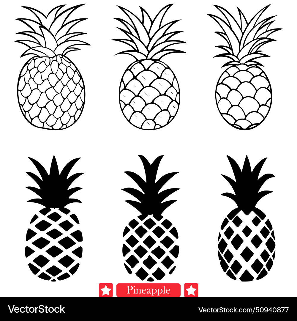 Tropical jubilee dynamic pineapple silhouette Tropical jubilee dynamic pineapple silhouette vector image