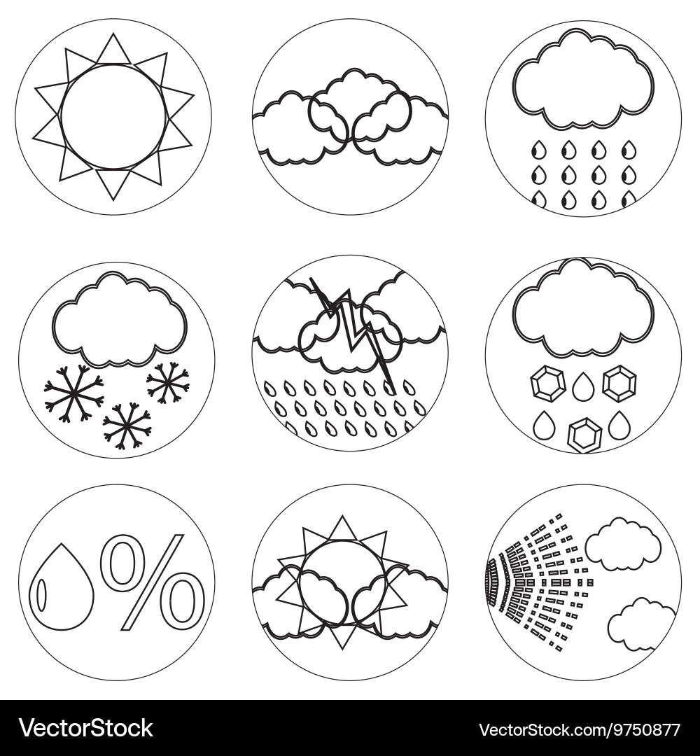 Weather icons set line for mobile applications Vector Image