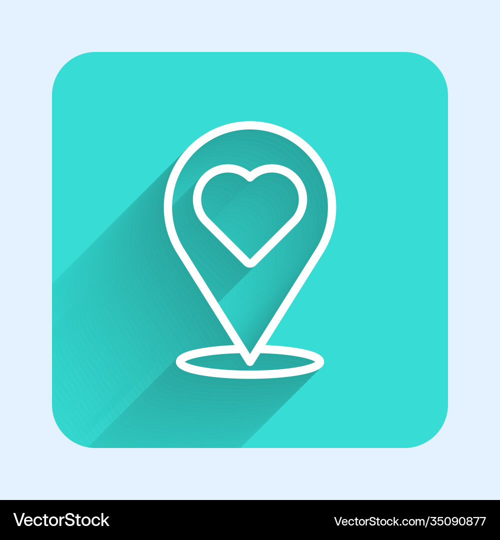 White line map pointer with heart icon isolated White line map pointer with heart icon isolated vector image