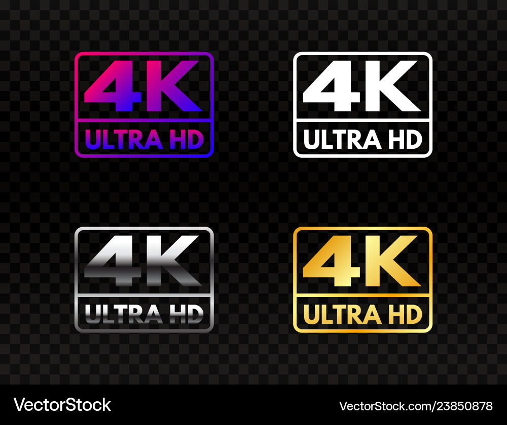 4k ultra hd set on transparent background high 4k ultra hd set on transparent background high vector image