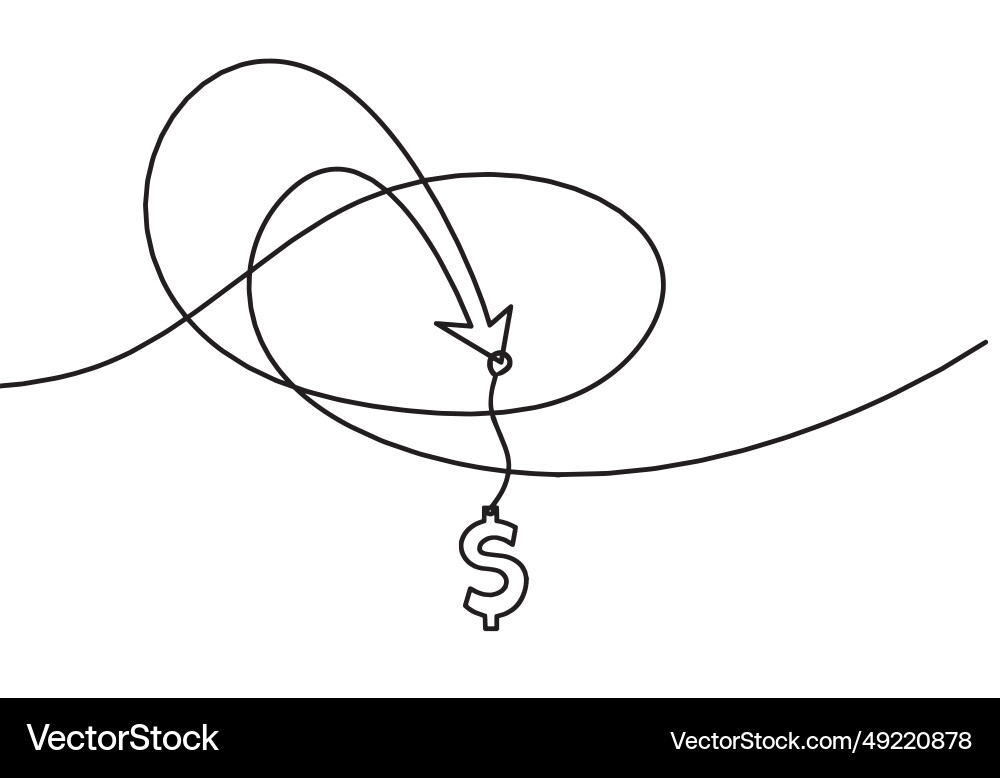 Abstract continuous lines arrows with dollar vector image