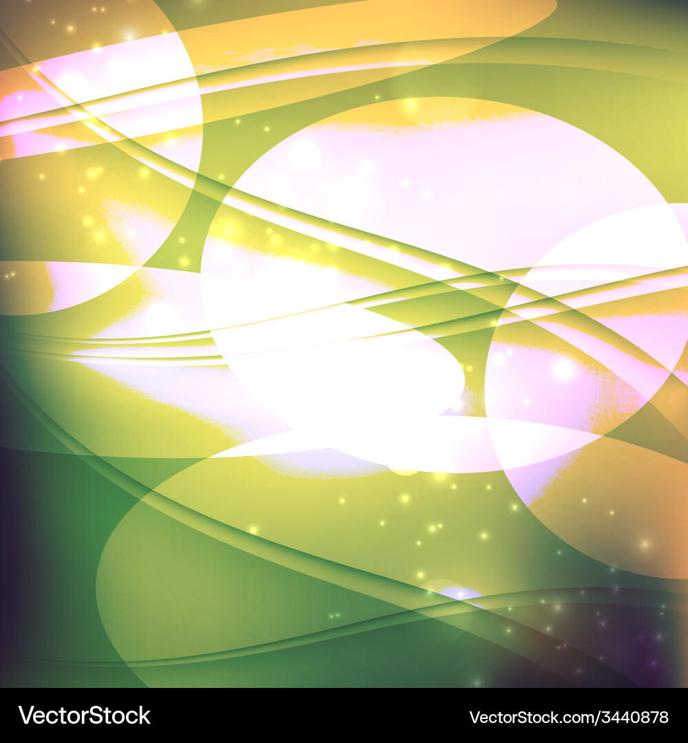 Abstract green background with waves and sparkles vector image