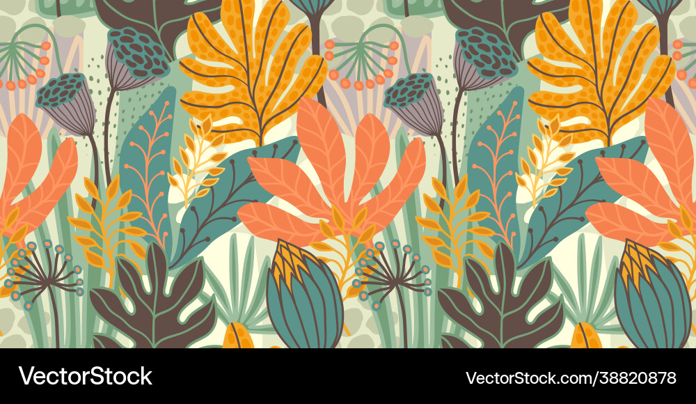 Artistic seamless pattern with abstract leaves Artistic seamless pattern with abstract leaves vector image