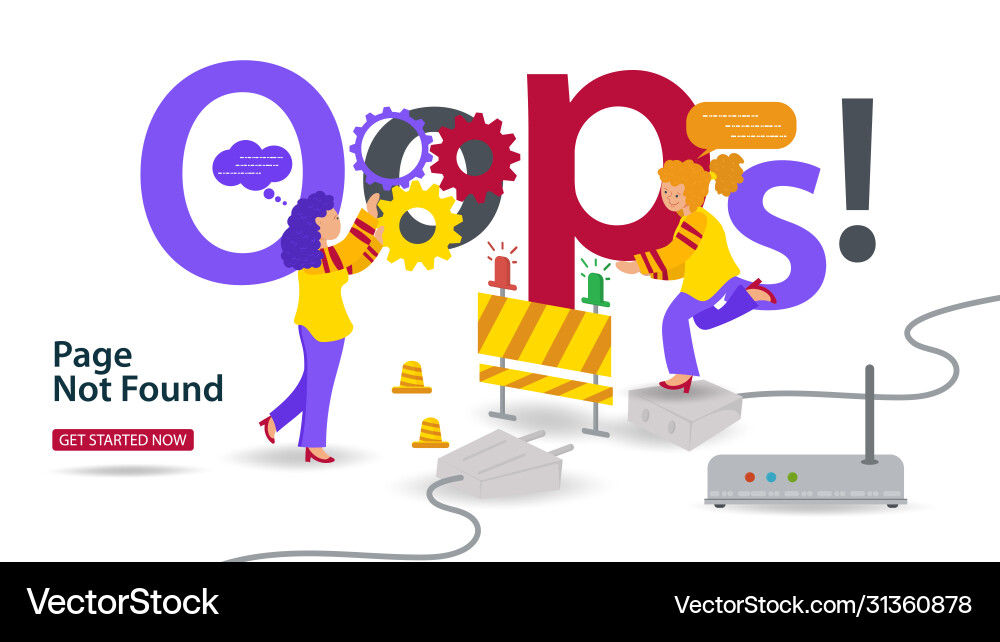 Banner oops 404 error page not found internet Banner oops 404 error page not found internet vector image