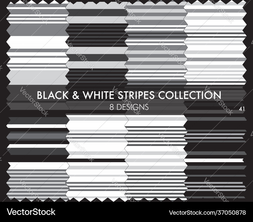 Black and white stripe seamless pattern collection Black and white stripe seamless pattern collection vector image