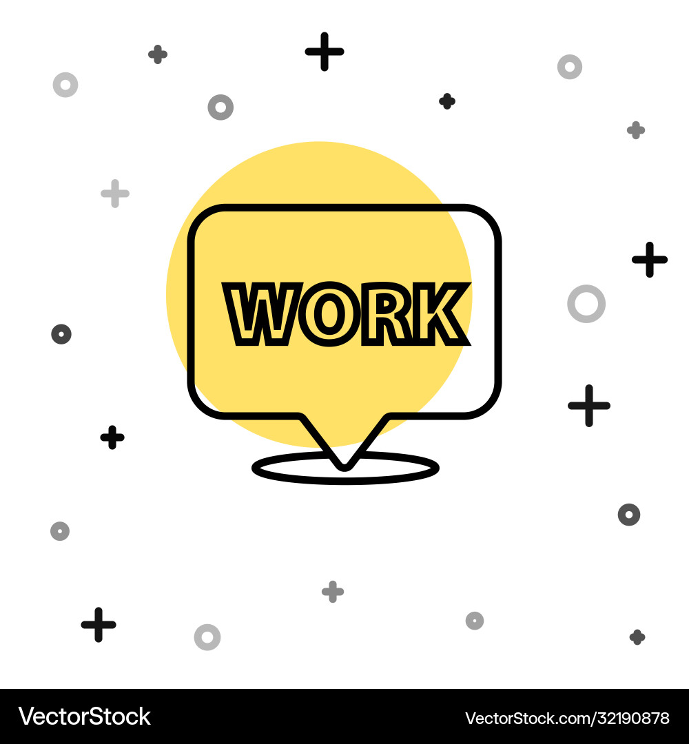 Black line location with text work icon isolated Black line location with text work icon isolated vector image