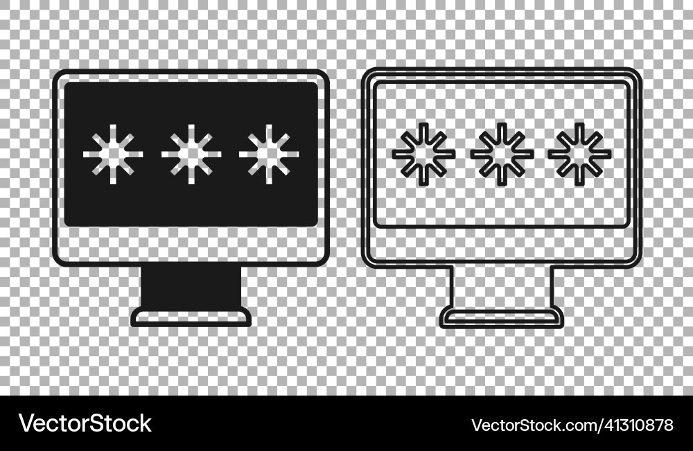 Black monitor with password notification icon Vector Image