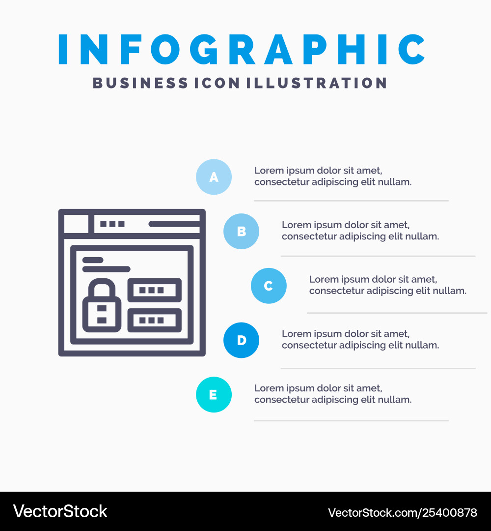 Browser web lock code blue infographics template Browser web lock code blue infographics template vector image