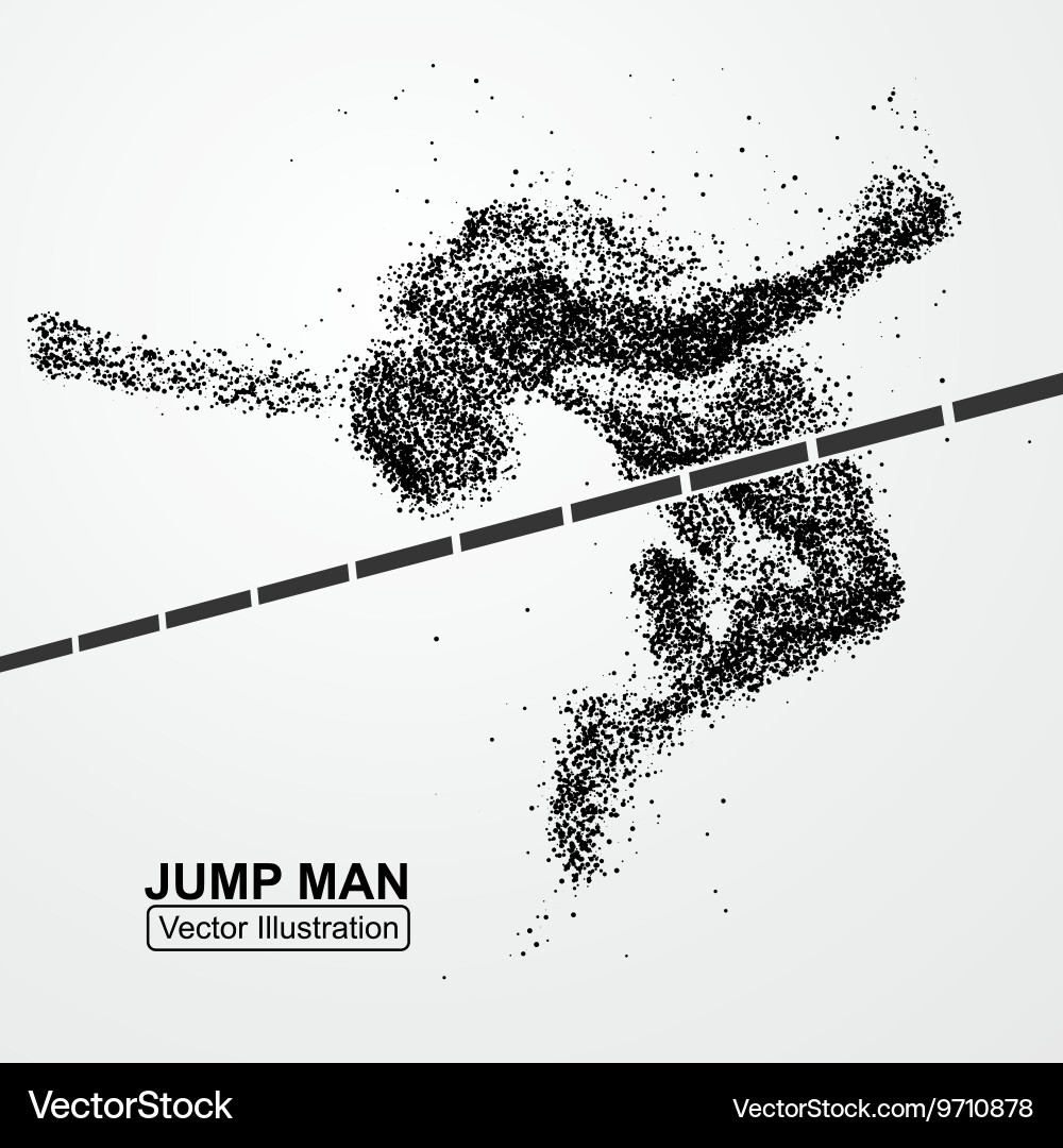 High jump man graphics composed of particles vector image