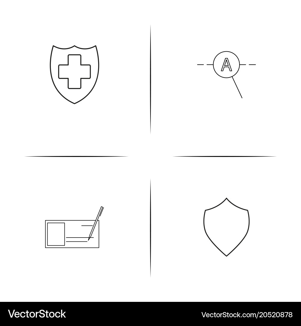 Internet security simple linear icons set Vector Image