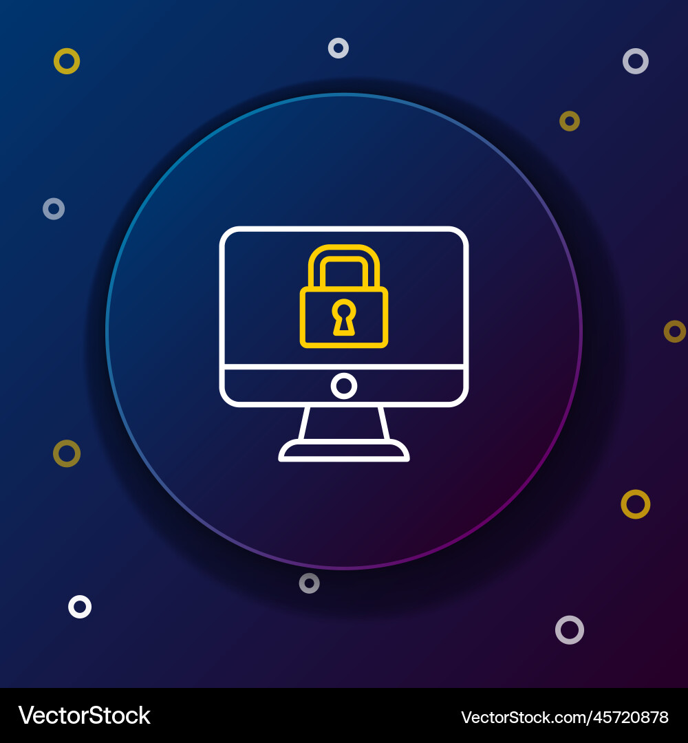 Line lock on computer monitor screen icon isolated Line lock on computer monitor screen icon isolated vector image