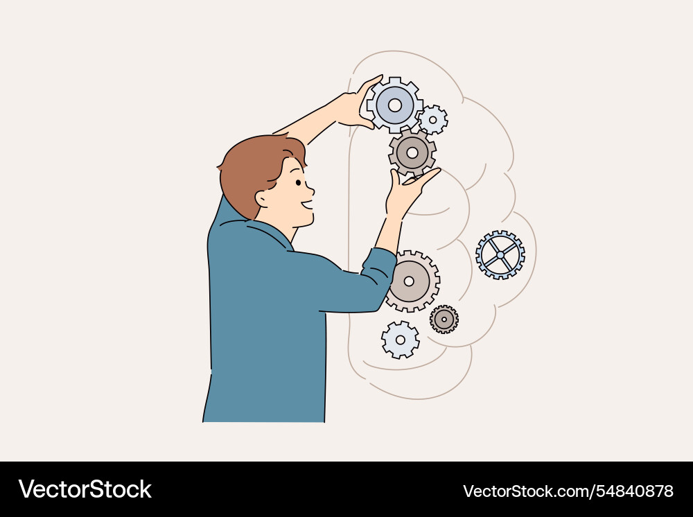 Man is developing artificial intelligence Man is developing artificial intelligence vector image