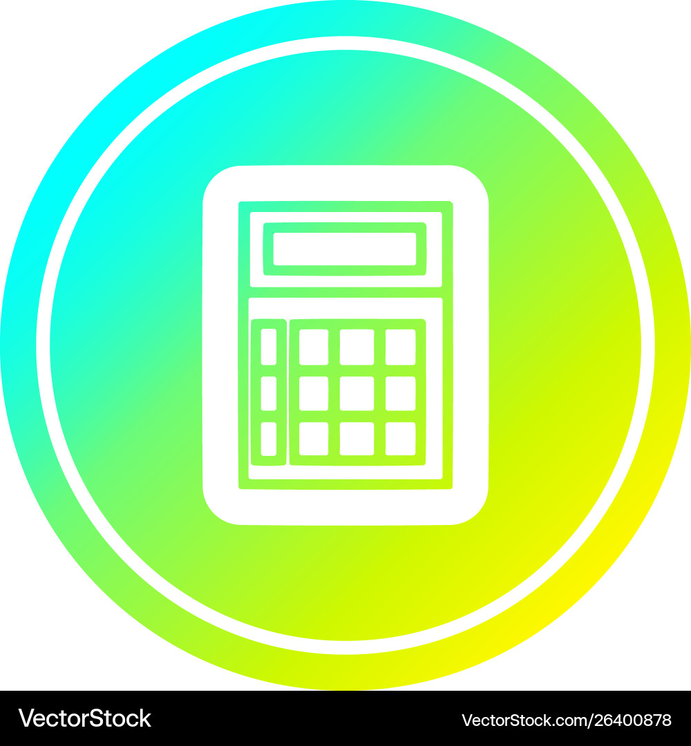 Math calculator circular in cold gradient spectrum vector image
