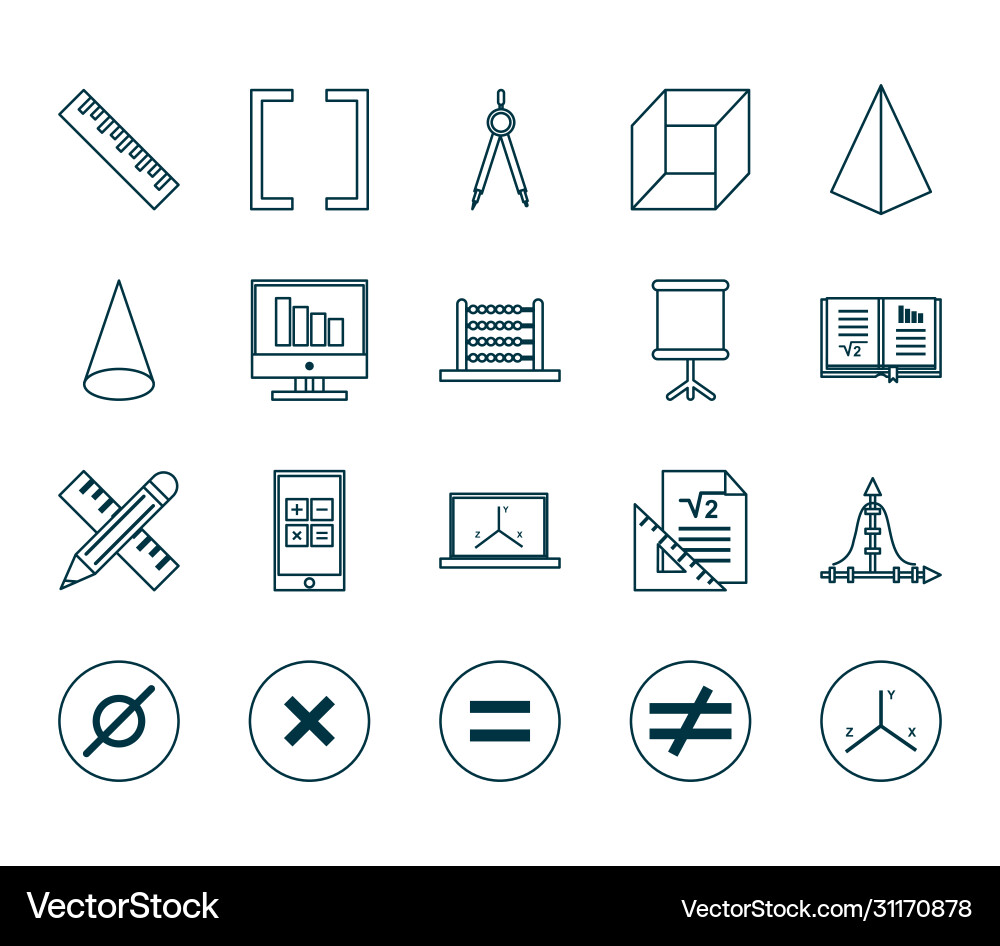Math line style icon set design Vector Image