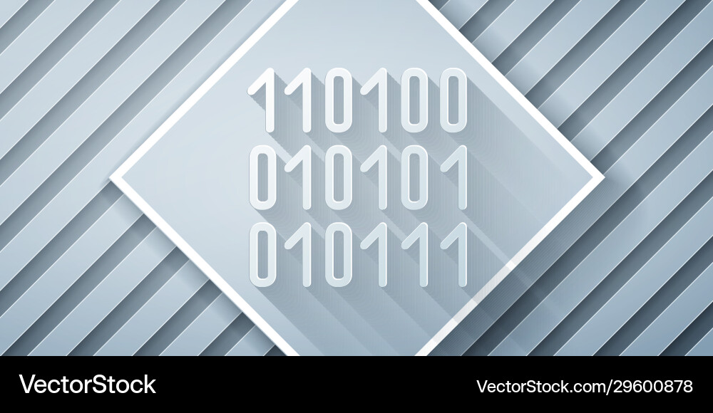 Paper cut binary code icon isolated on grey vector image