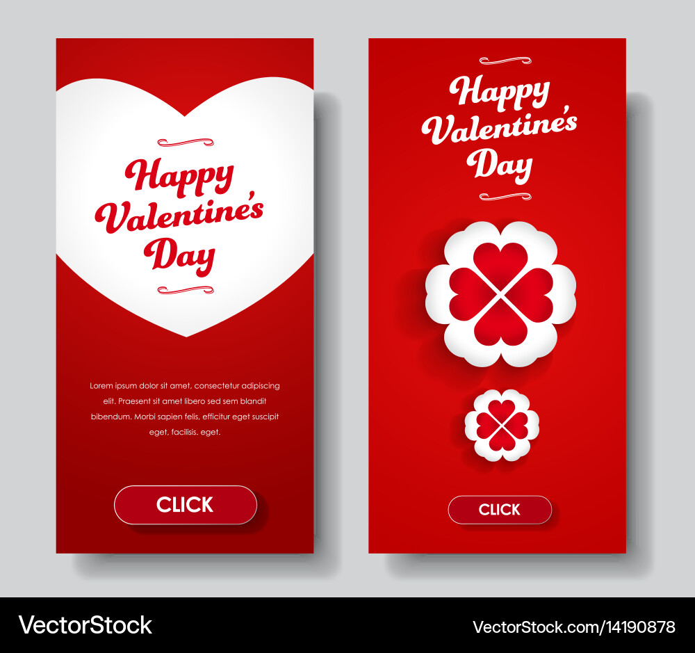 Red Valentine Banner Set Vektorbild