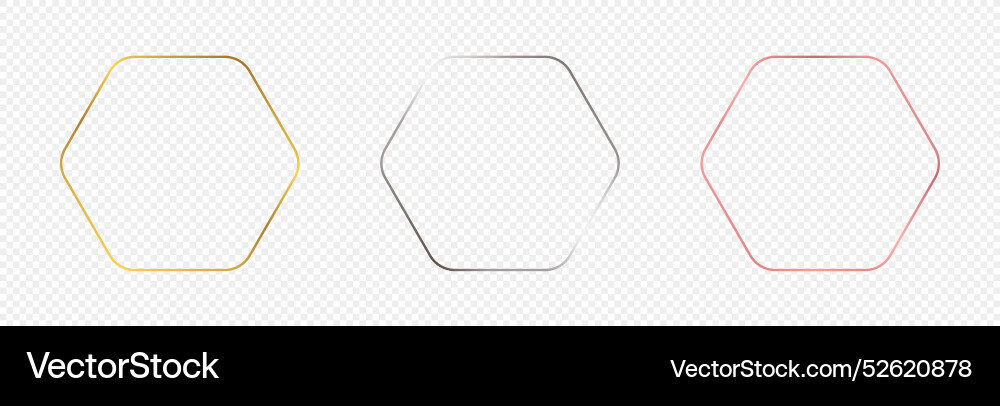 Set of three rounded hexagon frames vector image