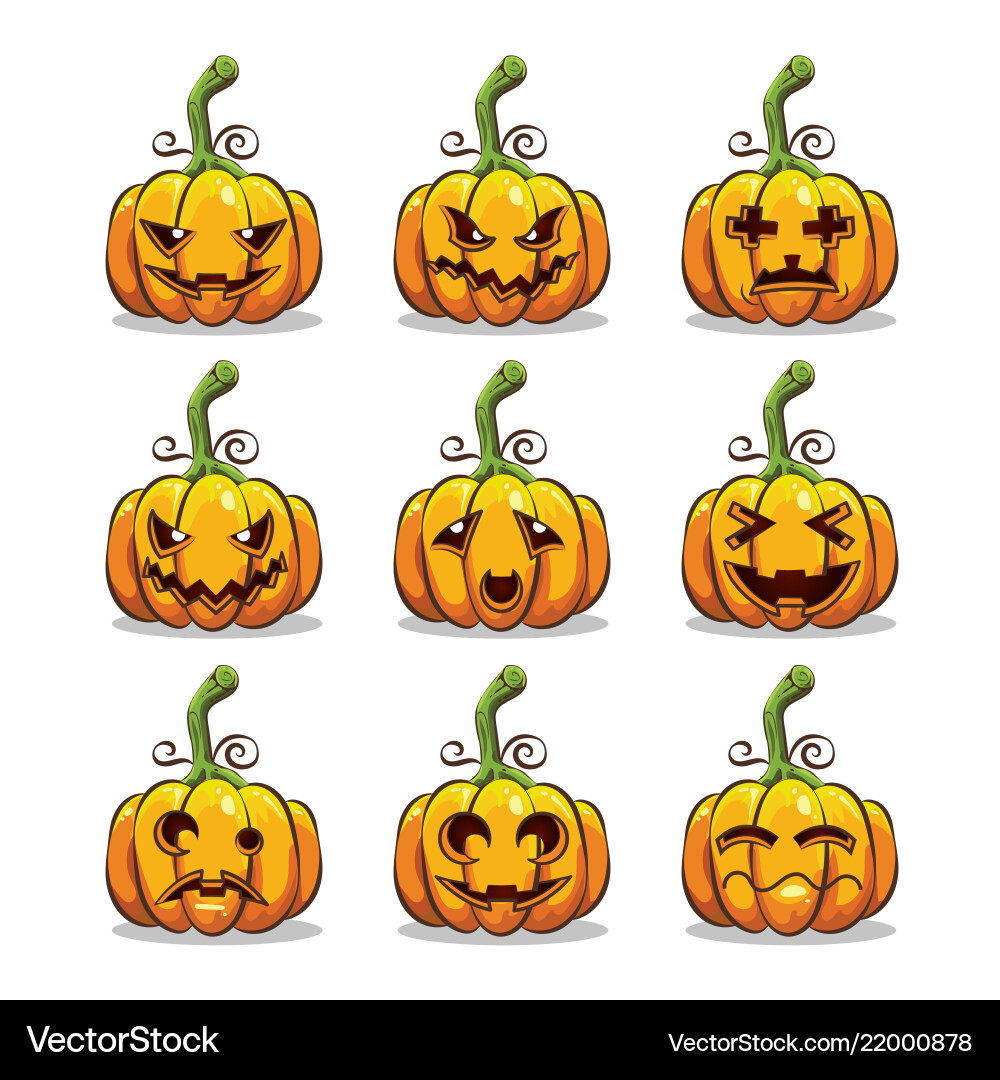 Set von Halloween Kürbissen Set von Halloween Kürbissen vektorbild