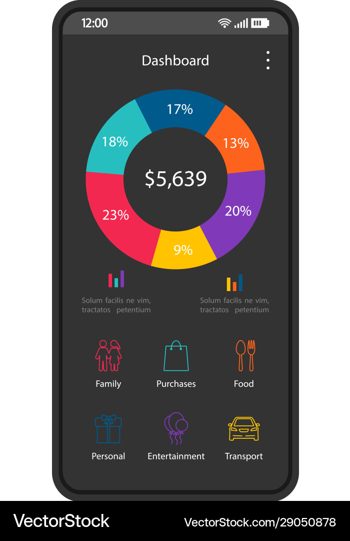 Smartphone dashboard interface template Smartphone dashboard interface template vector image