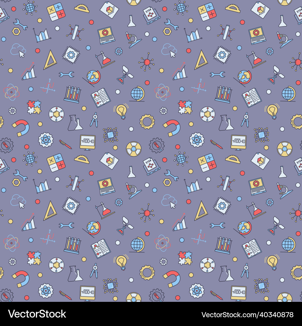 Stem science colorful seamless pattern Stem science colorful seamless pattern vector image