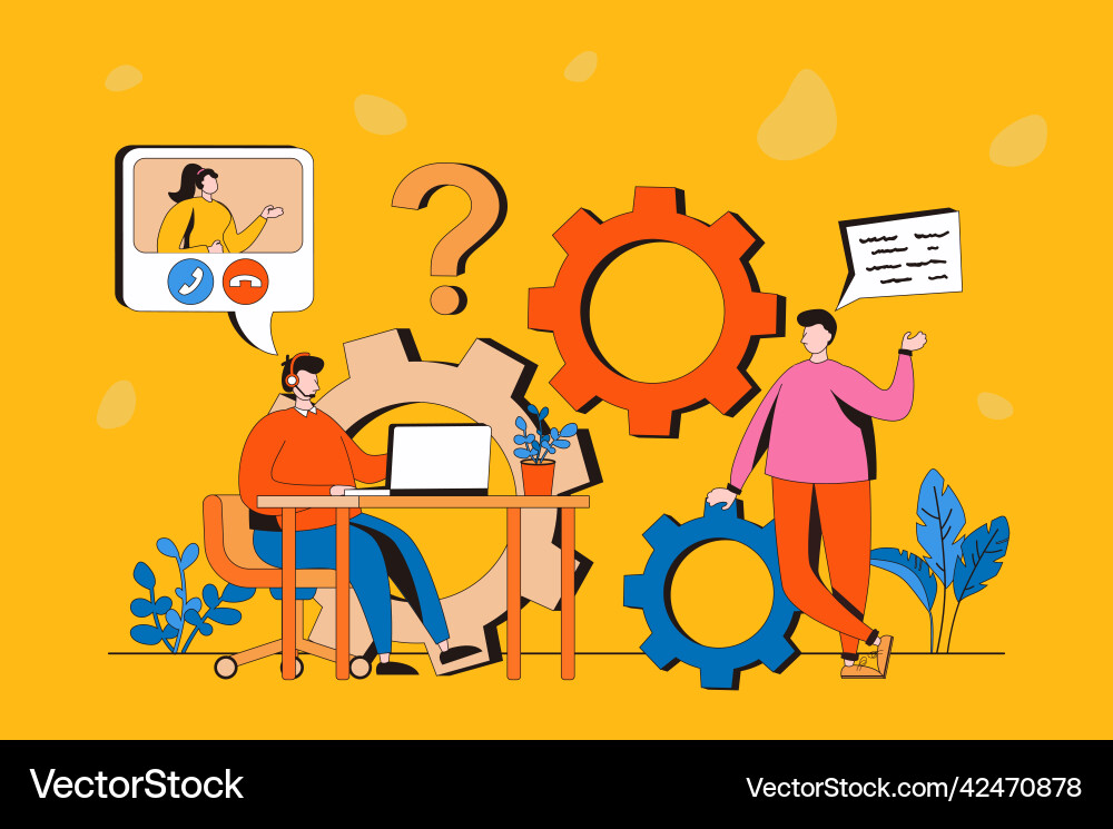 Tech Support Web Concept Vector Image