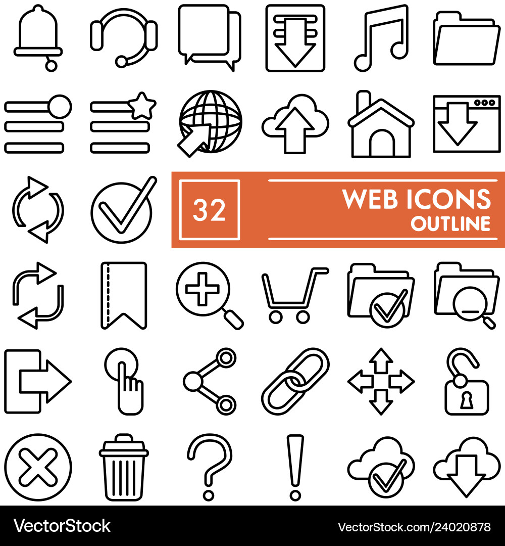 Web line icon set system symbols collection Vector Image