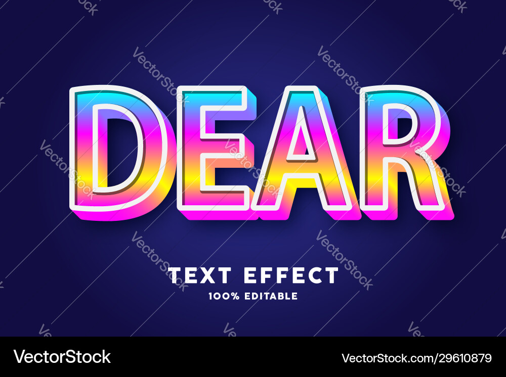 3d gradient pop style text effect Vector Image