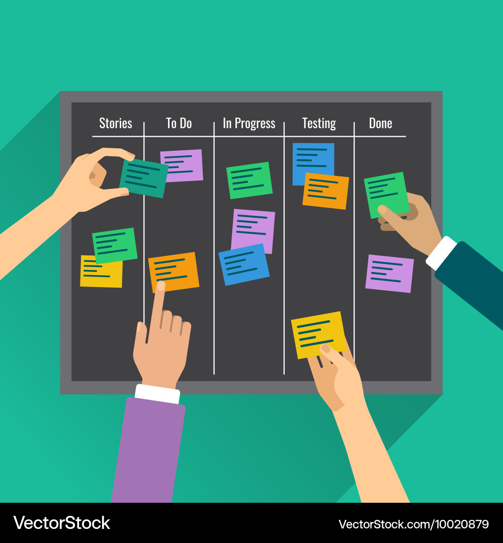 Agility is reached by effective task management vector image