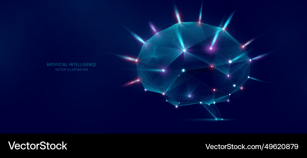 AI Brain Network - Futuristic Tech Vector Image