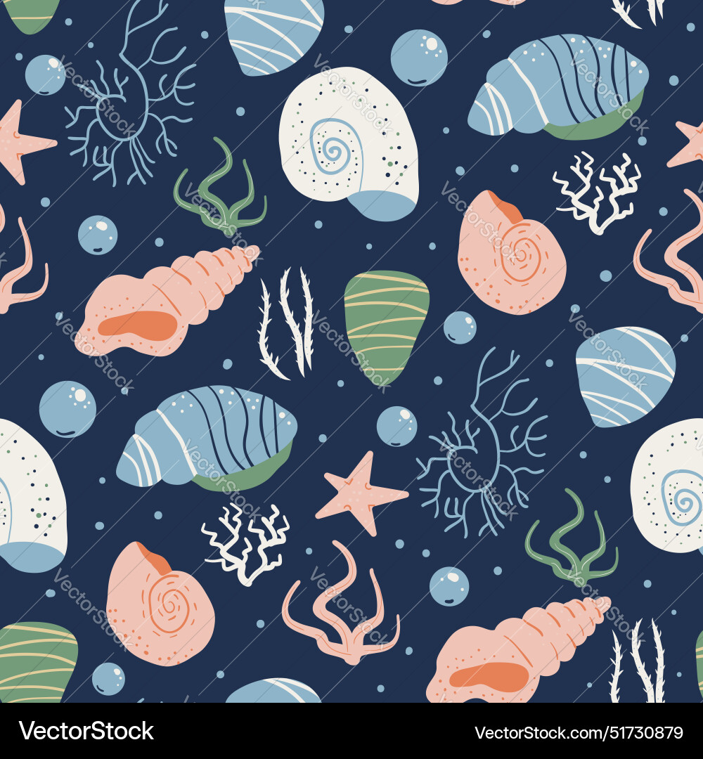 Barnacles seamless pattern shells endless Barnacles seamless pattern shells endless Vector Image