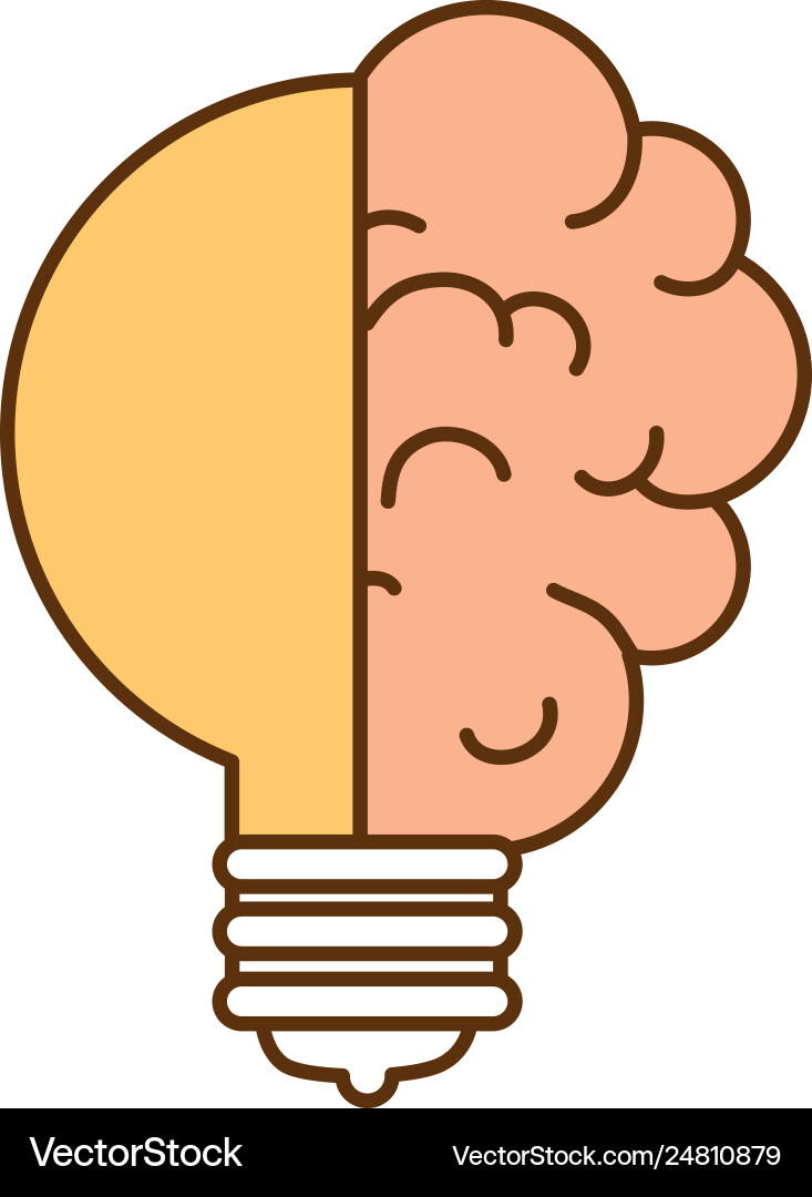 Bulb light idea with brain Royalty Free Vector Image