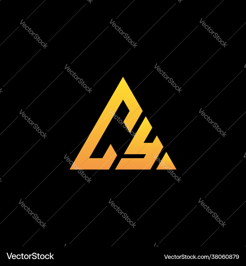 C y monogram initial logo with a yellow triangle C y monogram initial logo with a yellow triangle vector image