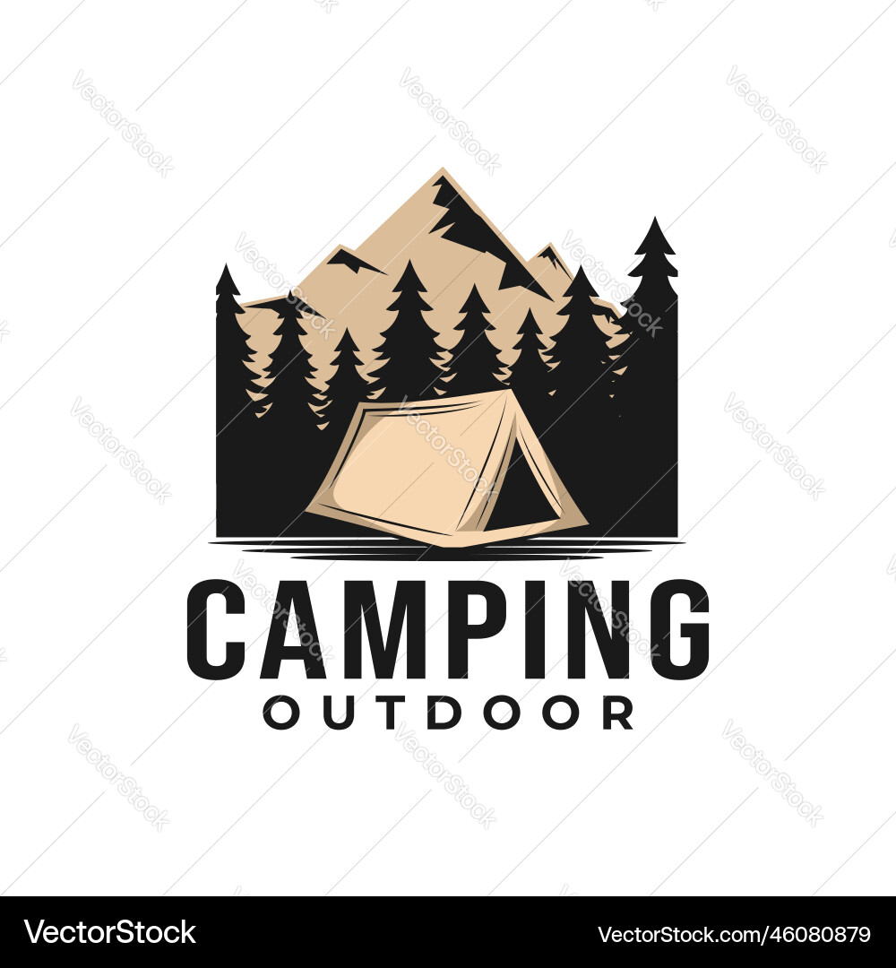 Camping tent outdoor adventure template Camping tent outdoor adventure template vector image