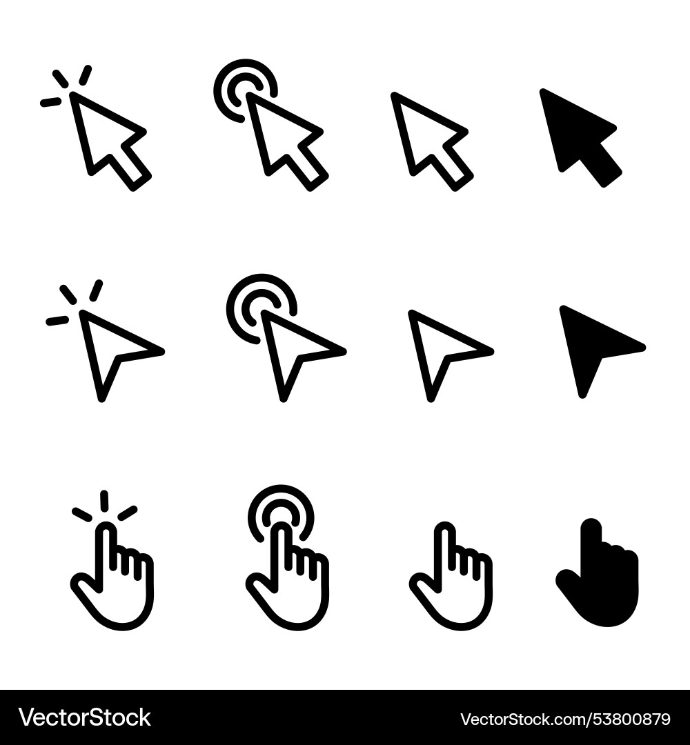 Cursor icons collection Cursor icons collection Vector Image