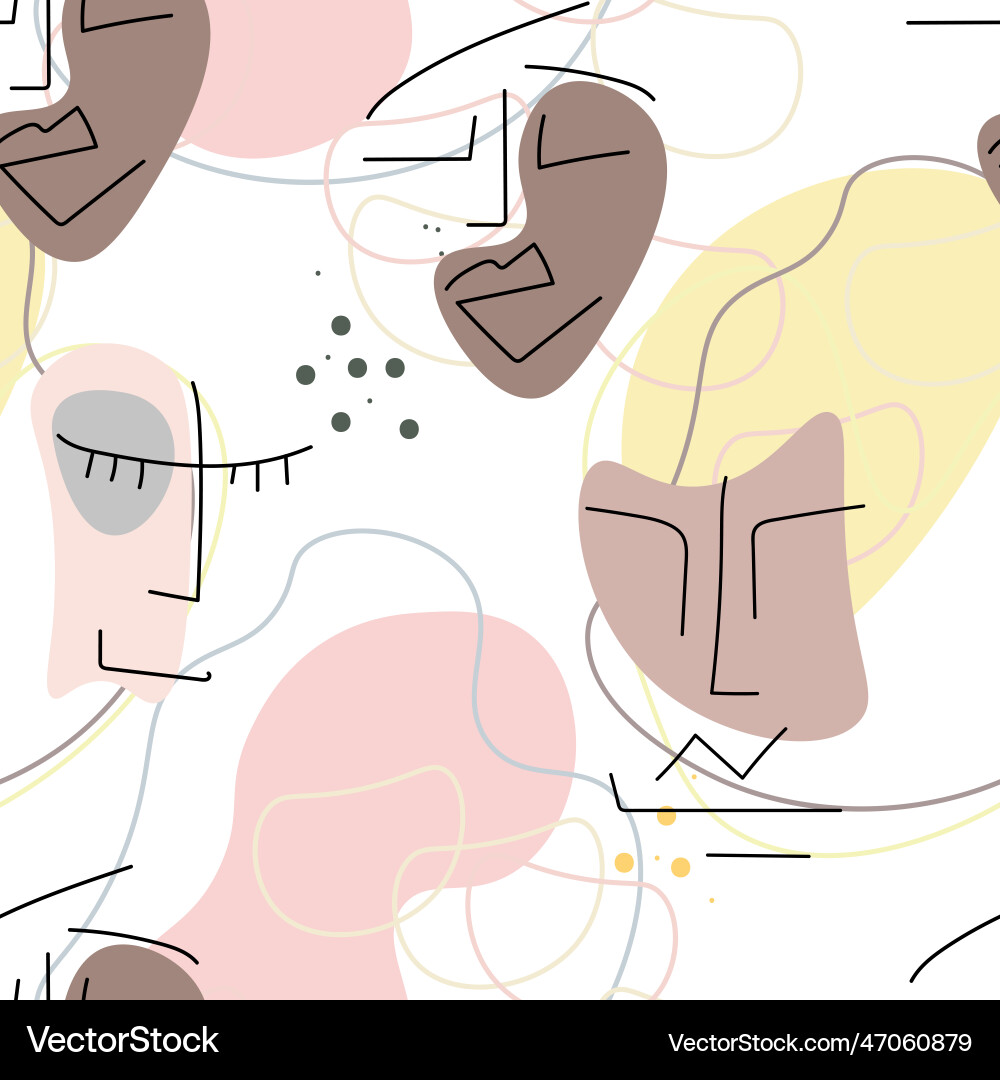 Face line pattern abstract drawing seamless print Vector Image