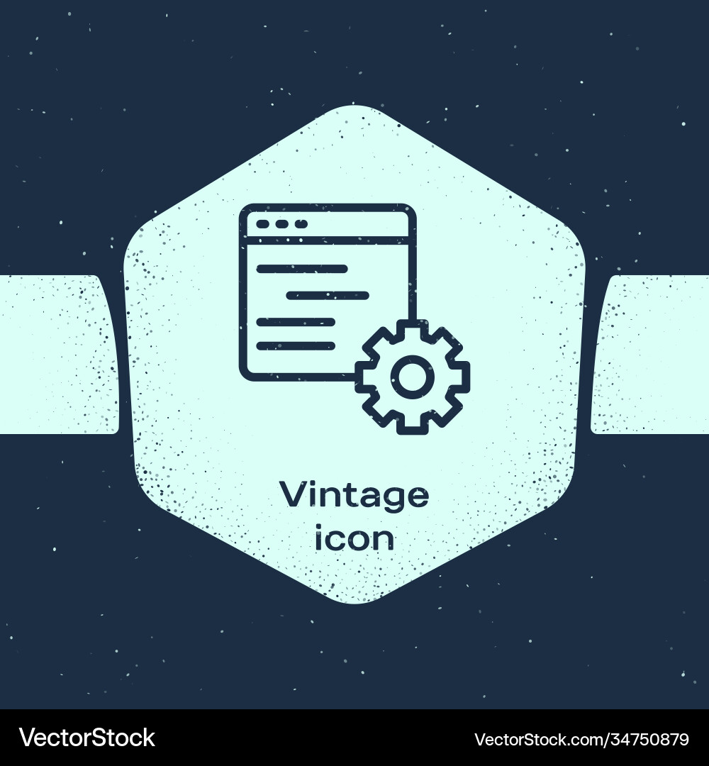 Grunge line computer api interface icon isolated vector image