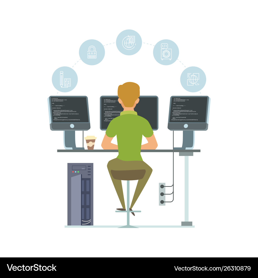 IT Worker Programming Concept vector image