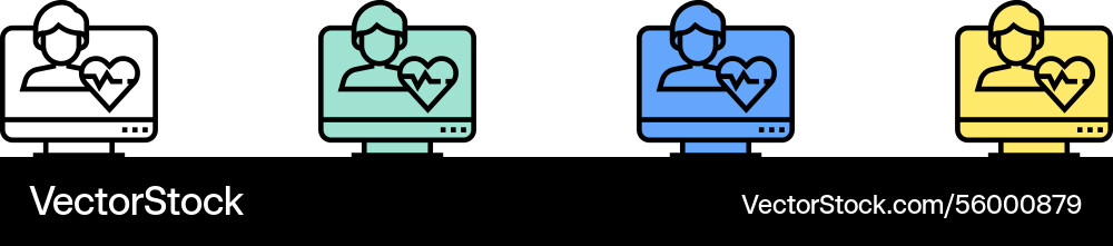 Monitor icon outline green blue and yellow style Monitor icon outline green blue and yellow style vector image