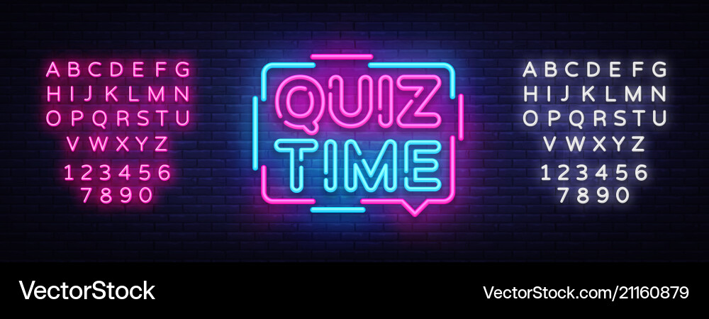 Neon Quiz Nachttisch Vektorbild